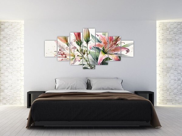 Obraz - Lilie, ilustrace (210x100 cm)