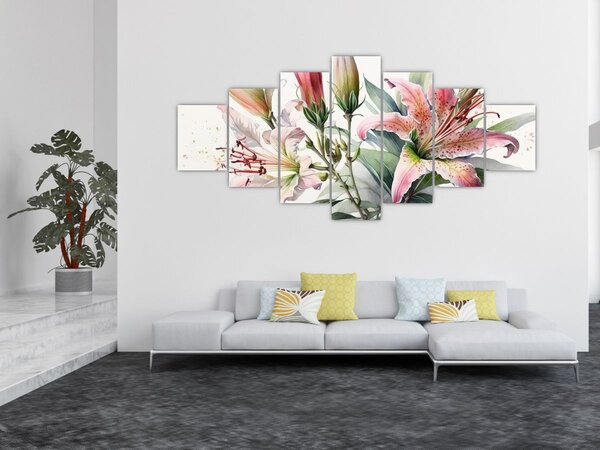 Obraz - Lilie, ilustrace (210x100 cm)