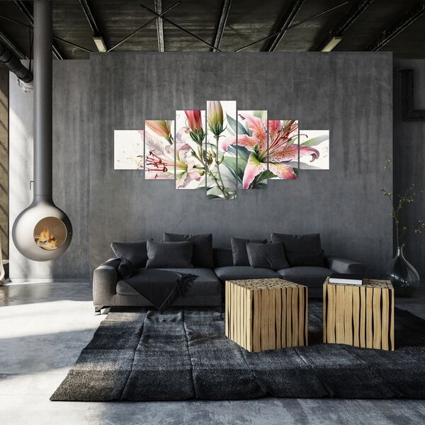 Obraz - Lilie, ilustrace (210x100 cm)