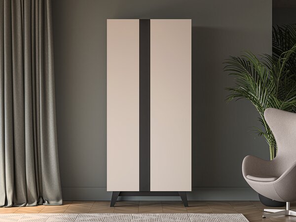 - Šatní skříň 90 cm CHARLOTTE - kašmír / černá