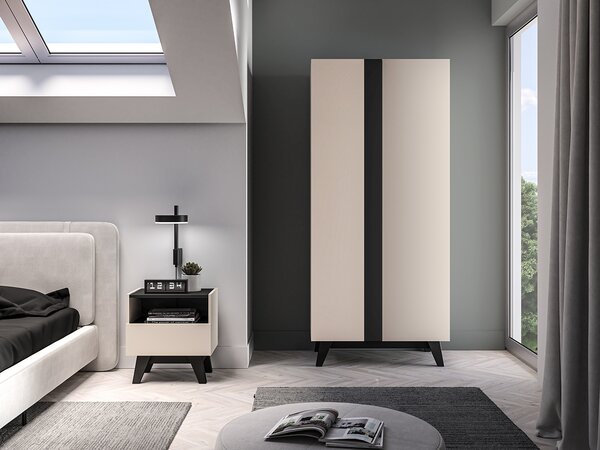 - Šatní skříň 90 cm CHARLOTTE - kašmír / černá