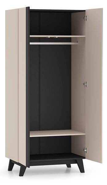 - Šatní skříň 90 cm CHARLOTTE - kašmír / černá