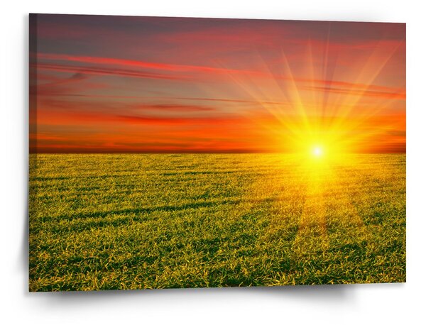 Sablio Obraz Západ slunce nad loukou - 150x110 cm