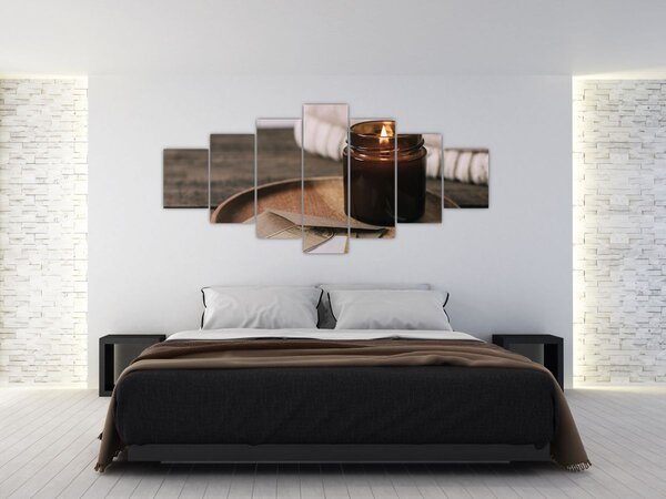 Obraz - Hořící svíčka (210x100 cm)