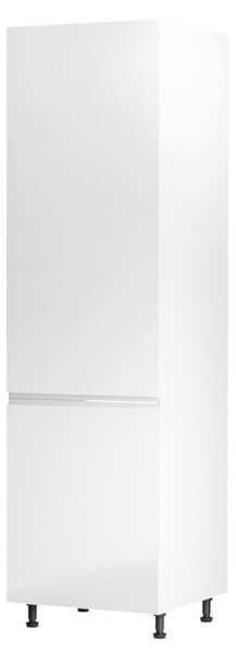 KONDELA Skříňka na lednici, bílá / bílá extra vysoký lesk, levá, AURORA D60ZL