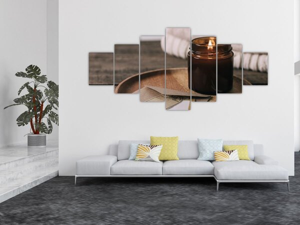 Obraz - Hořící svíčka (210x100 cm)