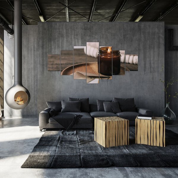 Obraz - Hořící svíčka (210x100 cm)