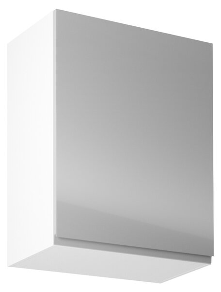 Horní skříňka, bílá / šedý extra vysoký lesk, pravá, AURORA G601F