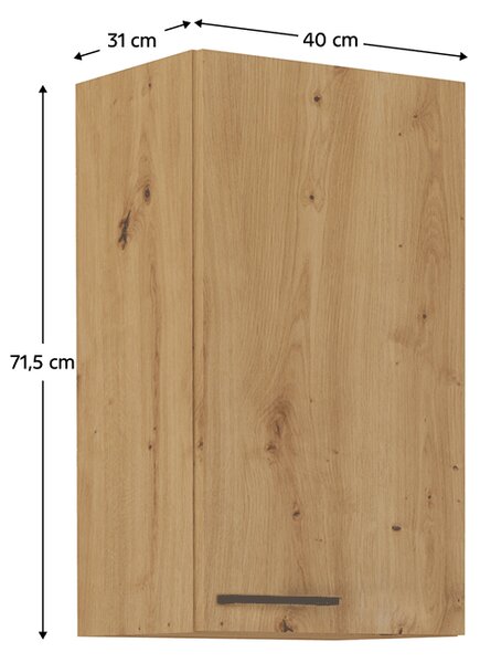 KONDELA Horní skříňka, černý mat / dub artisan, Monro 40 G-72 1F
