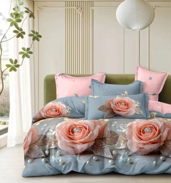 Bavlněné povlečení Elegantní růže 140×200 + 70×90 cm | 2dílná sada