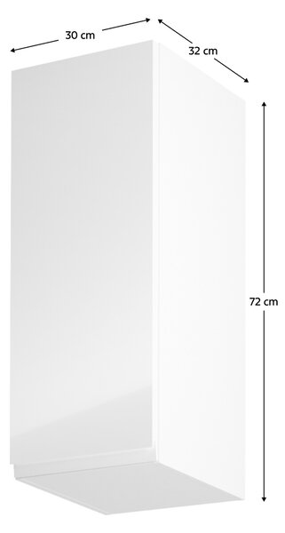 KONDELA Horní skříňka, bílá / bílý extra vysoký lesk, ľravá, AURORA G30