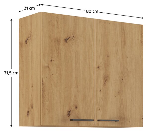 KONDELA Horní skříňka, černý mat / dub artisan, Monro 80 G-72 2F