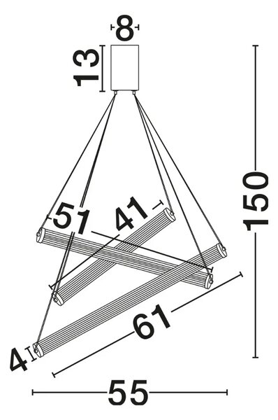 Nova Luce Skleněné závěsné LED světlo Eliot 55 cm