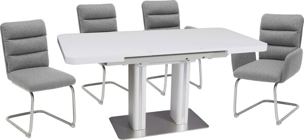 JÍDELNÍ STŮL, bílá, barvy nerez oceli, 120-160/80/76 cm Hom`in - Jídelní stoly