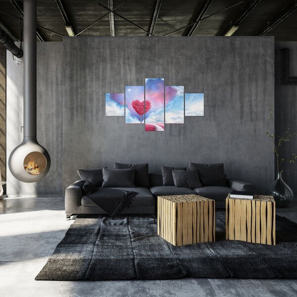 Obraz - Růžový strom srdce (125x70 cm)