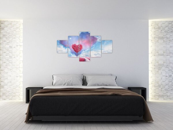 Obraz - Růžový strom srdce (125x70 cm)