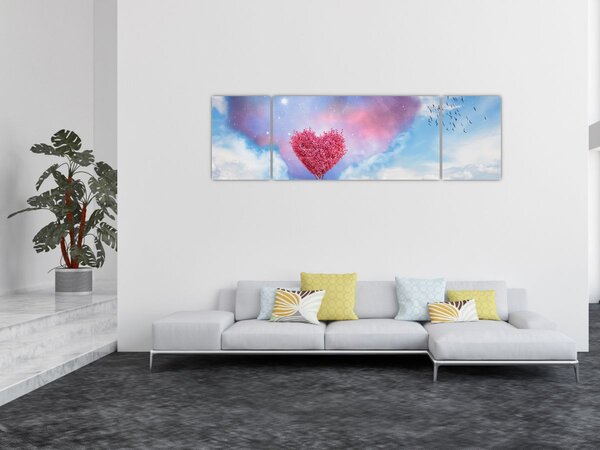 Obraz - Růžový strom srdce (170x50 cm)