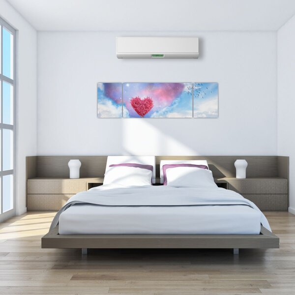 Obraz - Růžový strom srdce (170x50 cm)