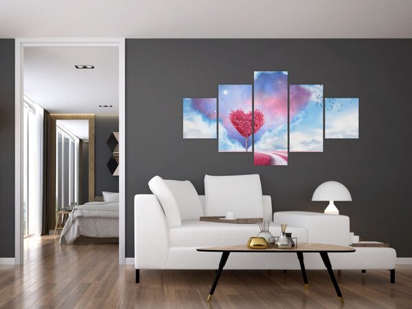 Obraz - Růžový strom srdce (125x70 cm)
