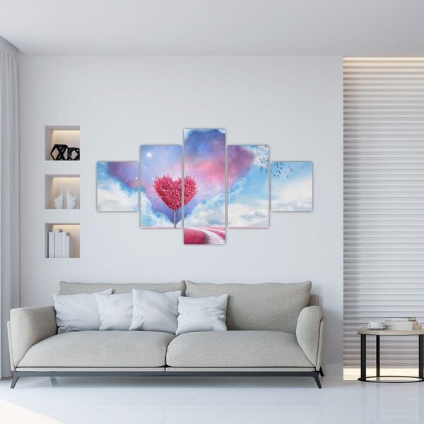 Obraz - Růžový strom srdce (125x70 cm)