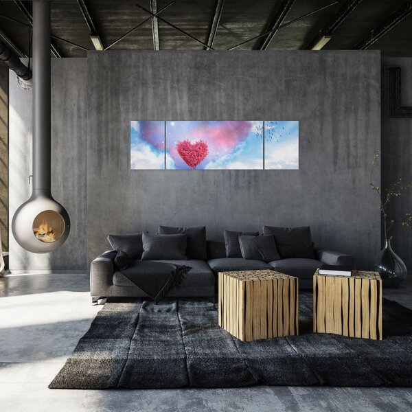 Obraz - Růžový strom srdce (170x50 cm)