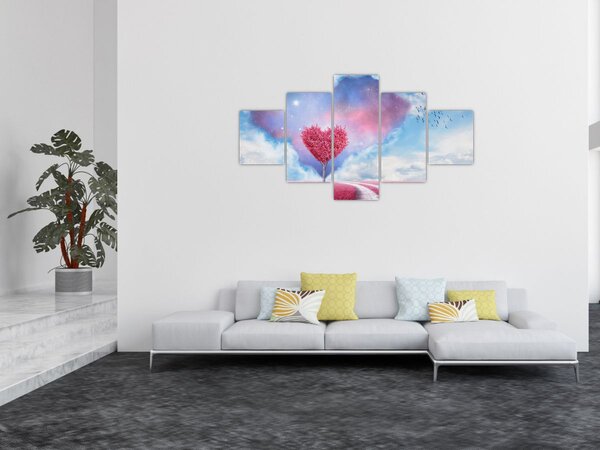 Obraz - Růžový strom srdce (125x70 cm)