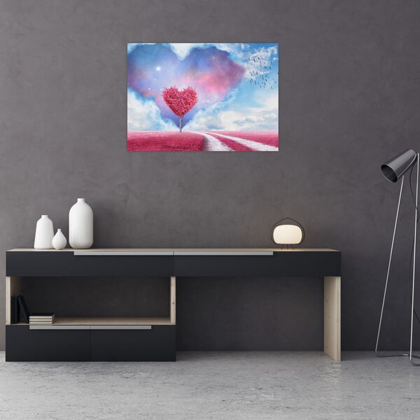 Obraz - Růžový strom srdce (70x50 cm)