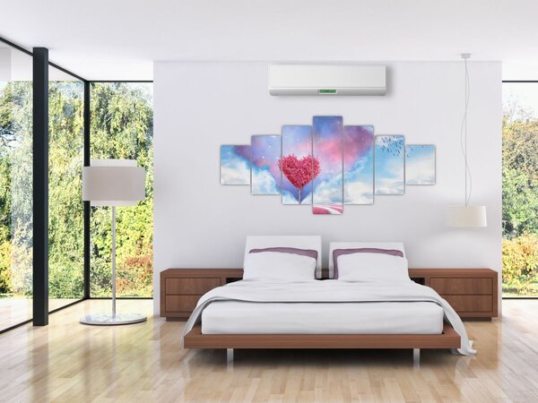 Obraz - Růžový strom srdce (210x100 cm)
