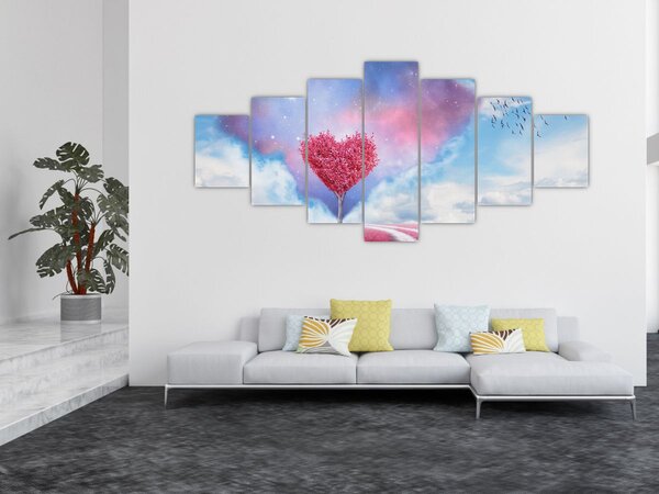 Obraz - Růžový strom srdce (210x100 cm)