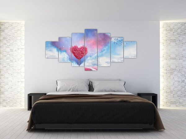 Obraz - Růžový strom srdce (210x100 cm)