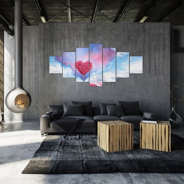 Obraz - Růžový strom srdce (210x100 cm)