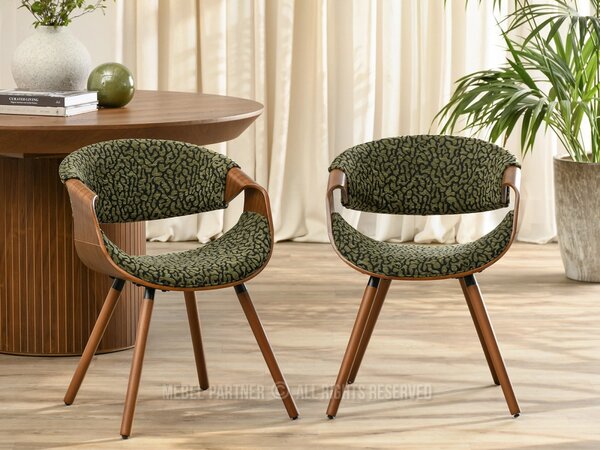 Designová jídelní židle SAROLTA - černá / zelená / ořech