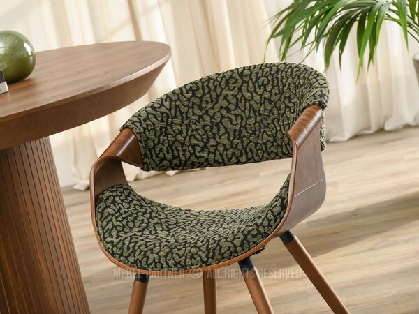 Designová jídelní židle SAROLTA - černá / zelená / ořech
