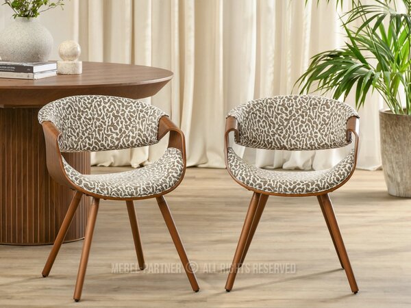 Designová jídelní židle SAROLTA - krémová / hnědá / ořech