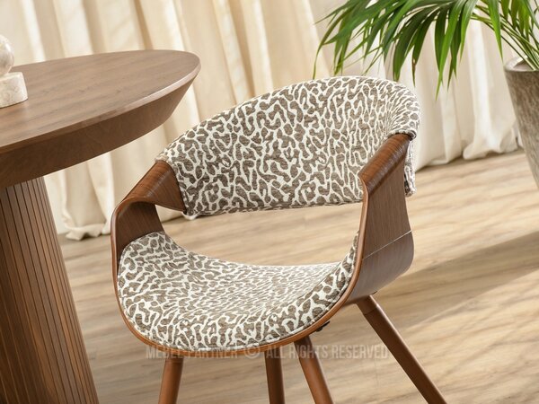 Designová jídelní židle SAROLTA - krémová / hnědá / ořech