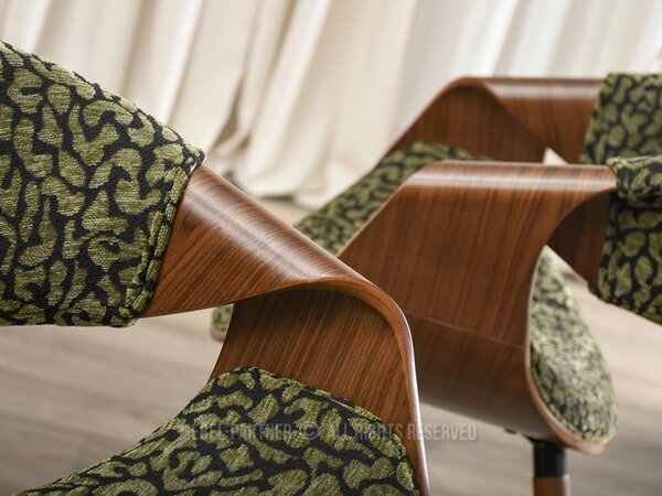 Designová jídelní židle SAROLTA - černá / zelená / ořech