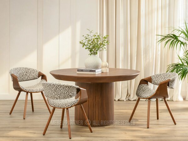 Designová jídelní židle SAROLTA - krémová / hnědá / ořech