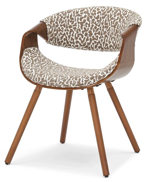 Designová jídelní židle SAROLTA - krémová / hnědá / ořech