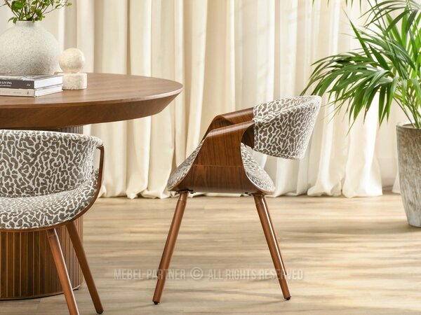 Designová jídelní židle SAROLTA - krémová / hnědá / ořech