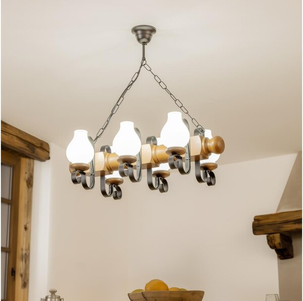 Brilagi - Lustr na řetězu RUSTIC 6xE14/40W/230V buk/ořech