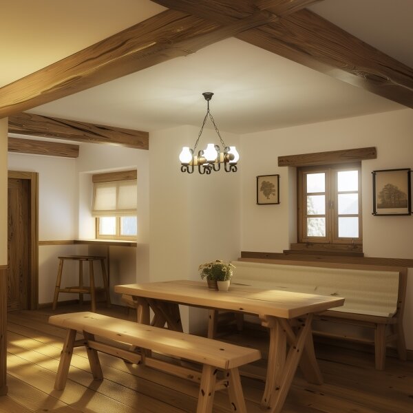 Brilagi - Lustr na řetězu RUSTIC 4xE14/40W/230V buk/ořech