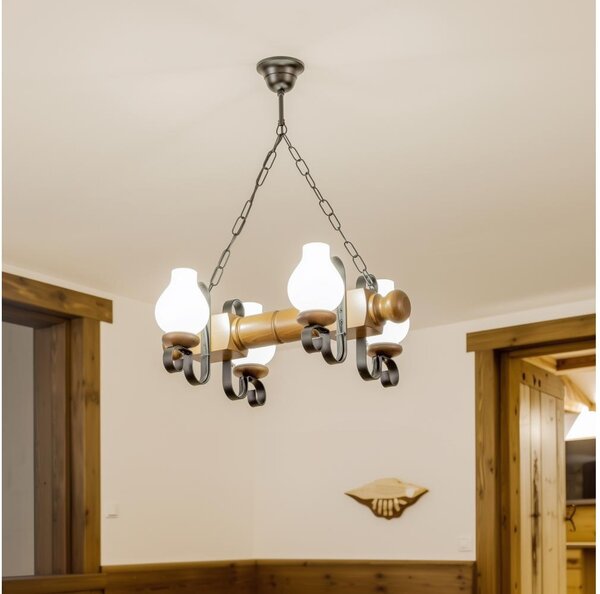 Brilagi - Lustr na řetězu RUSTIC 4xE14/40W/230V buk/ořech