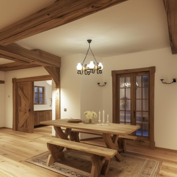 Brilagi - Lustr na řetězu RUSTIC 4xE14/40W/230V buk