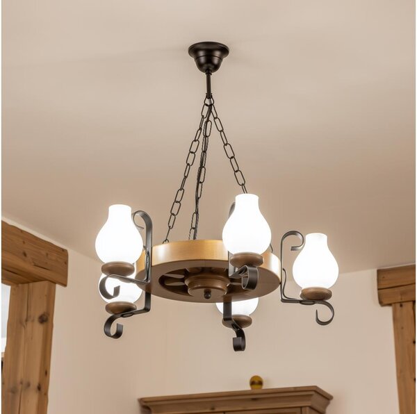Brilagi - Lustr na řetězu ROATA 5xE14/40W/230V pr. 50 cm buk/ořech