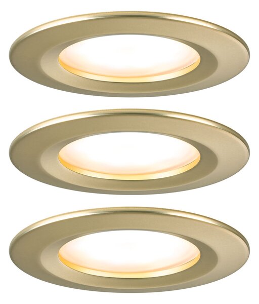 P 92405 LED vestavné svítidlo Nova Coin základní sada nevýklopné IP44 kruhové 78mm Coin 3x6W 230V 2700K zlatá mat - PAULMANN