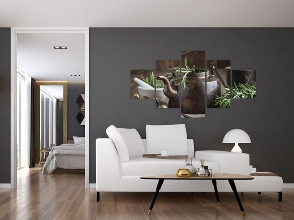 Obraz - Konvička s rozmarýnem (125x70 cm)