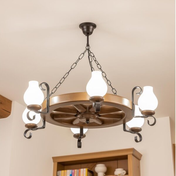Brilagi - Lustr na řetězu ROATA 6xE14/40W/230V pr. 70 cm buk/ořech