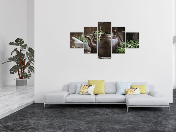 Obraz - Konvička s rozmarýnem (125x70 cm)