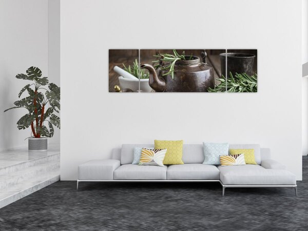 Obraz - Konvička s rozmarýnem (170x50 cm)