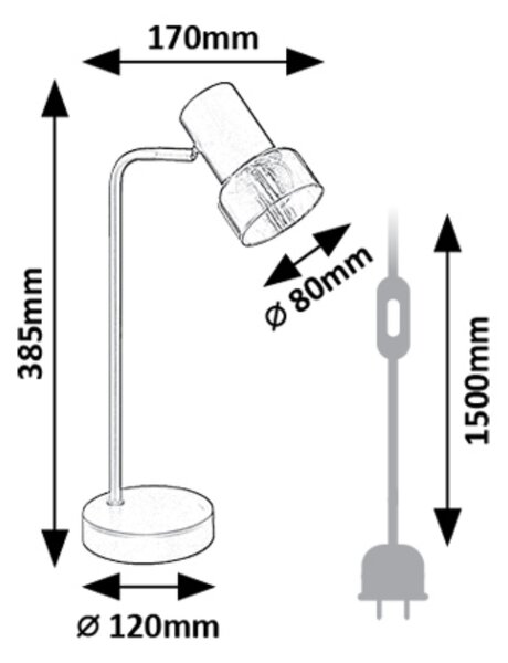 Stolní lampa HATICE 4 černá/tónované sklo